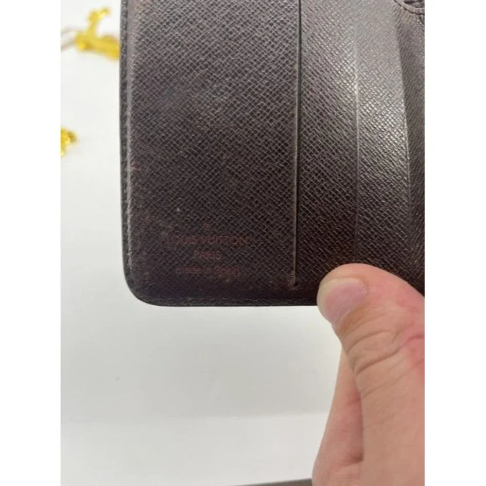 AUTHENTIC Louis Vuitton Brown Damier Ebene Compact Zip Wallet